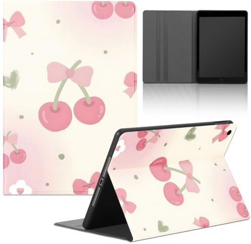 Stradvnaly Tablet Cover per Lenovo Tab M10 FHD Plus 10,3 TB-X606F/TB-X606X,Carino Cartoon Fiocco Rosa Ciliegia Modello Cover con Funzione Pelle PU Holder Flip con Antiurto Kawaii Protezione Case