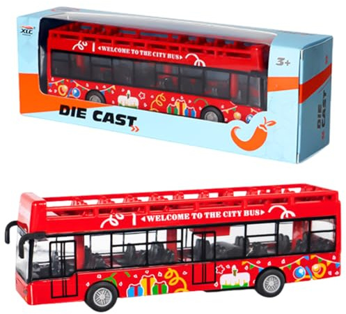 YskerrigToy Mini Bus Auto, Bus Spielzeug Pull Back Spielzeugautos Mini Buses Auto Zurückziehen tadtbus Spielzeugauto Friction Autos BusModell für Jungen Mädchen Geschenke Geburtstags (Rot)