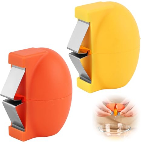 Egg Cracker Tool, Easy Egg Opener for Shell-Free Cooking, 2 Pack | Food-safe egg cracking tool for baking, breakfast and cooking. Reusable kitchen egg opener helps reduce shell fragments.