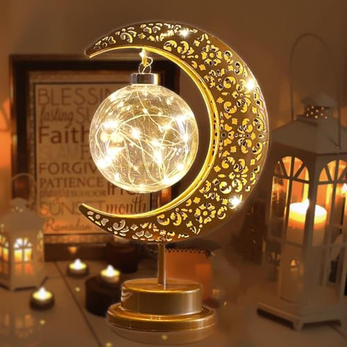 Ramadan LED Lampe – Bronze Ramadan Deko Licht für Wohnzimmer, Schlafzimmer & Tisch, Stimmungsvolle Ramadan Decorations für Iftar und Abende, Vielseitige Dekorative Ramadan Lampe für Ihr Zuhause (B)