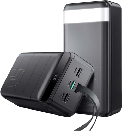 PDBEST Powerbank 50000mAh, 22,5W PD USB-C Schnellladegerät, Externer Akku mit LED-Anzeige, Power Bank 4 Ausgängen und 3 Eingängen, kompatibel mit iPhone, Tablets, Android und mehr Schwarz