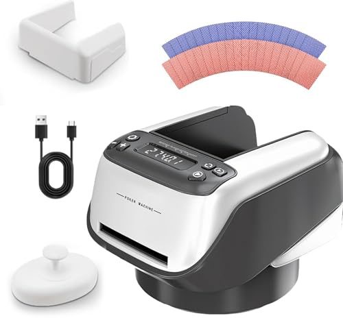 2 in 1 Automatische Kartenmischer und Kartensender, 2400mAh Elektrisch Kartenmischmaschine, 360° Drehbarer Kartengeber bis zu 8 Spieler, Kartenausgabe Maschine für Poker, UNO, Blackjack, Texas Holdem