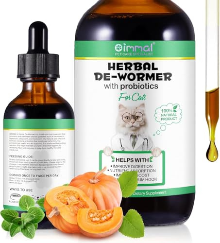 VFjVlVdG 60ml Wurmkuren für Katzen, Orale Katzen wurmer Tropfen, Cat Herbal Supplements - Anti-Parasiten, Breitband-Hakenwürmer - Sicher, Effektiv