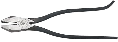 Klein Tools 201-7CST Rebar Work Pliers with Spring-Loaded Action, Induction Hardened Knives and Handle Tempering, Black, 9-Inch