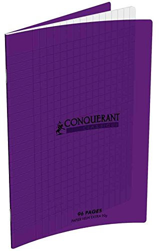 CONQUÉRANT Lot de 3 Cahiers 24 x 32 96 pages grands carreaux couverture polypro violet