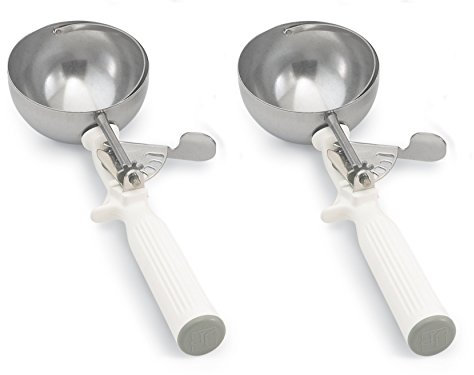 Vollrath (47139) Round Bowl Dishers, Set of 2 (Size 6, White, 18-8 Stainless, NSF)