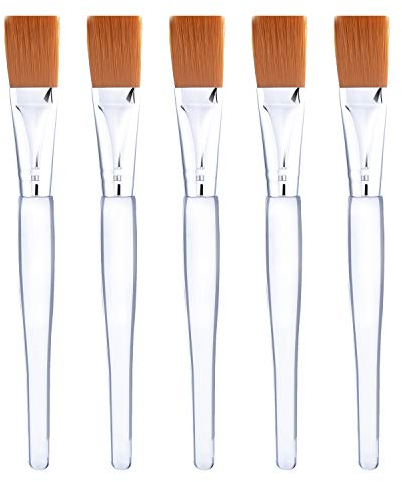Gesichtsmaske Pinsel Make Up Pinsel Kosmetik Werkzeuge mit Klar Kunststoff Griff, 5 Stück