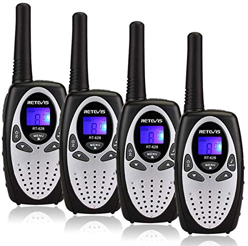 Retevis RT628 Walkie Talkie für Kinder, Große Reichweite Funkgerät, Spielzeug Geschenk für 3-12 Jahre Alt Jungen Mädchen, Kinder Zwei-Wege-Radio für Innen- oder Outdoor-Aktivitäten (2 Paare, Silber)