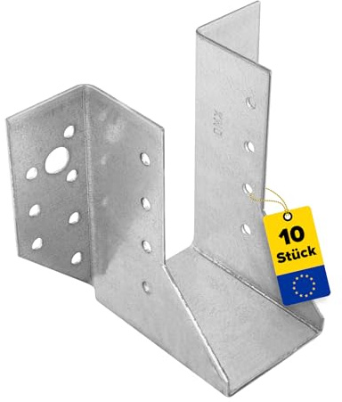 DMX Balkenschuhe - 10er Set für Holzbalken - Balkenbreite von 51 mm - 51x105x75x2,0 mm - Balkenschuh - Balkenverbinder - Holzverbinder - Balkenträger - Metallwinkel - verzinktes Blech