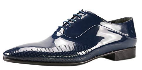 CAPRIUM Scarpe in vernice Derby Scarpe Business Lucido Uomo E1526, Blu scuro, 40 EU