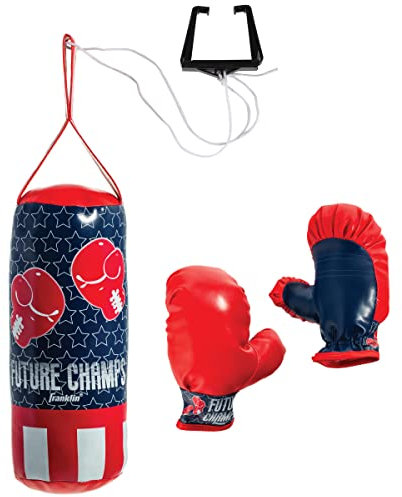 Franklin Sports Future Champs Ensemble de Mini Boxe pour Enfant – Gants de Boxe pour Enfants – Sac de Frappe et Support de Porte avec Corde pour Sac de Frappe réglable