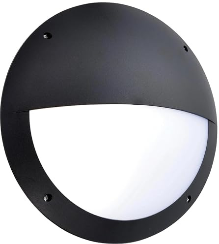 National Lighting SERAN’s 12W Round Eyelid Motion Sensor SMD LED Light - IP65 Outdoor Security Light Fitting - Flush wall Light - Round PIR Bulkhead Commercial and Domestic Use | Daylight 6000K