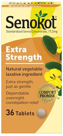Senokot Extra Strength Senna Laxative Tablets, 36 Tablets, Laxatives for Constipation Relief, Overnight Relief for Adults