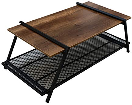 FZH Trapez-Couchtisch, Wohnzimmertisch Mit Dichtem Gitterrost, Großer Stauraum, Teetisch, Einfache Montage, Stabiles, Industrielles Design