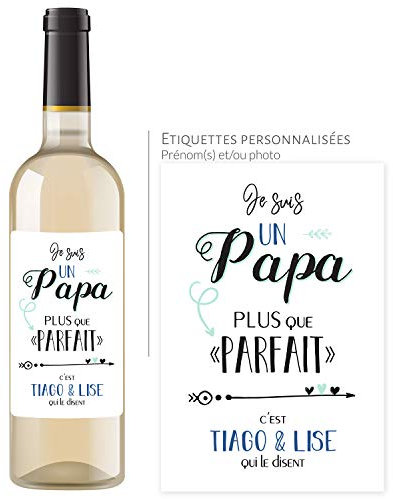 Bouteille de vin personnalisée avec prénom - Cadeau fête des pères