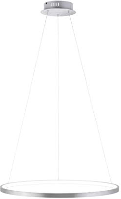 SellTec LED Pendelleuchte dimmbar Edelstahl Silber | Moderne Ring-Hängeleuchte warmweiß | Memory-Funktion | Pendellampe LED Leuchtring Wohnzimmer Esszimmer (60cm)…