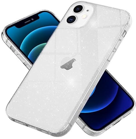 Kaliroo Handyhülle Glitzer kompatibel mit iPhone 12 Mini Hülle, Durchsichtige Diamant Silikon Schutzhülle Glitter Case, Ultra-Slim Cover Bling Handy-Tasche Strass Backcover Bumper, Farbe:Transparent
