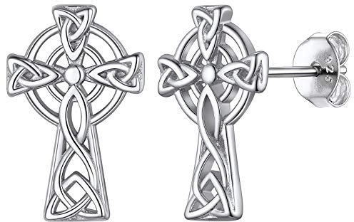 ChicSilver Sterling Silver Irish Celtic Knot Cross Stud Earrings for Women Hypoallergenic Earring Talisman Jewelry