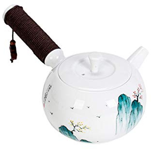 Teiera tradizionale in ceramica fatta a mano in stile giapponese, teiera in porcellana con manico lungo -A20