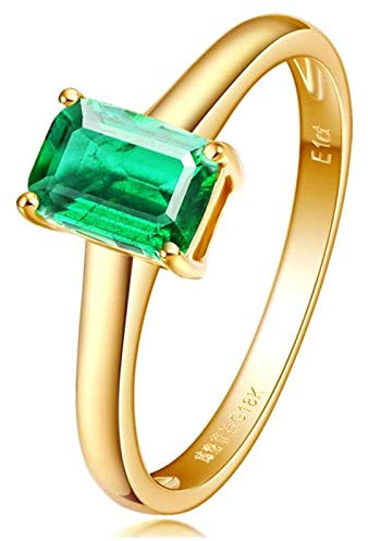 Bishilin Gold Ringe für Damen 750 en, 4-Steg-Krappenfassung mit Smaragd 1.5ct Verlobung Ring Gold Eheringe Nickelfrei Große 47 (15.0)