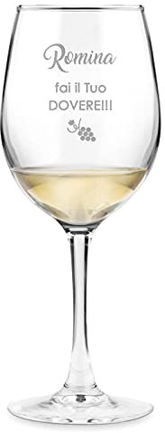 Maverton classico Calice da vino - incisione personalizzata - 350 ml in vetro - ideale per vino rosso e bianco - regalo di compleanno o matrimonio unico - per la donna - Grappolo d’UVA