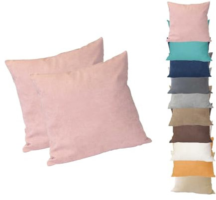 Moon 2er Pack Kissenhüllen, Kissenbezüge, Dekokissen, Zierkissenbezüge ca. 60x60 cm in edler Wildleder Optik Alcatraz (Rose)