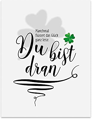 TypeStoff Kunstdruck, Poster mit Spruch – Du bist dran – Typografie-Bild auf hochwertigem Karton - Plakat, Druck, Print, Wandbild zum Thema Schicksal und Glück - KD-00688-M