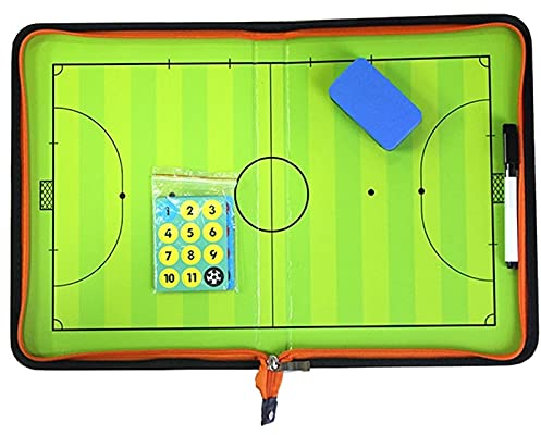 ChengBeautiful Fußball-Taktik-Board Reißverschluss Futsal Board Fußballspiel Tragbare Board Football Training Board Perfektes Strategie-Board-Kit (Farbe : Grün, Size : 42X38cm)