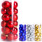 Christmas Baubles 24pcs Shatterproof Plastic Christmas Balls Red Christmas Tree Decorations Ornaments Xmas Tree Balls for Xmas Tree Hanging Decoration Festival Holiday Wedding Party Decor (4cm)
