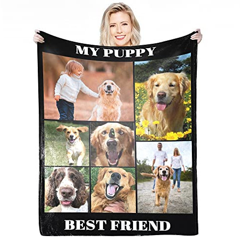 Personalisierte Decke Mit Foto,Fotodecke Mit Eigenem Foto,Worten Bild Collage Individuelle Decken, Geburtstags-Souvenir-Geschenke Personalisierte Decke für Vater, Mutter, Kinder, Hunde, Freunde