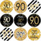 216Pcs 90.Geburtstag Aufkleber Geburtstag Sticker Jubiläum Deko Aufkleber Schwarzes und Gold Geschenk-Verpackung Gastgeschenk Hochzeit Mitgebsel für Gäste Geburtstag Fest Etiketten (90th)