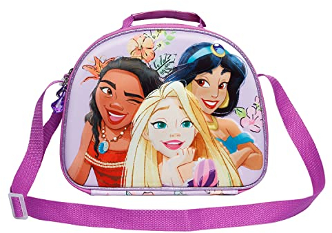 Princesas Disney Fairytale-Bolsa Portamerienda 3D, Malva, 25.5 x 20 cm