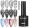 MIZHSE Universeller Silber Cat Eye Top Coat Gel UV 2-in-1 9D Wide Cat Eye UV Gel Nagellack und Top Coat UV Nagellack Glitzer Soak Off LEDUV Gels Kein Top Coat Erforderlich 10ml