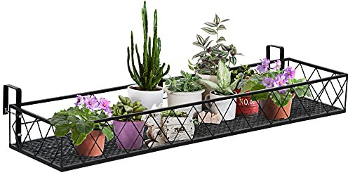 Outsunny Fioriera da Esterno con Ganci per Ringhiera, Portavasi per Balcone e Terrazzo in Metallo, Portata Fino a 20kg, 100x31x12cm, Nero