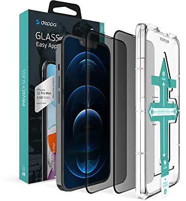 Deppa |2 Stück| Sichtschutz für Iphone 12 Pro Max (6.7 Zoll) mit Schablone Privacy Anti Spy Glas, Folie, Schutzfolie, Schutzglas, Displayschutz, Sichtschutzfolie