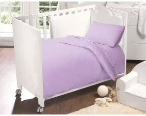 SELECT-ED Luxury Cot Bed Duvet Cover With Pillow Case Cotton Baby Cot Quilt Covers Beddings Set 120 x 150 cm-Lilac