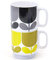 Orla Kiely Set of 2 Stacking Mugs Ceramic Block Flower- Slate/Ochre Gift Boxed