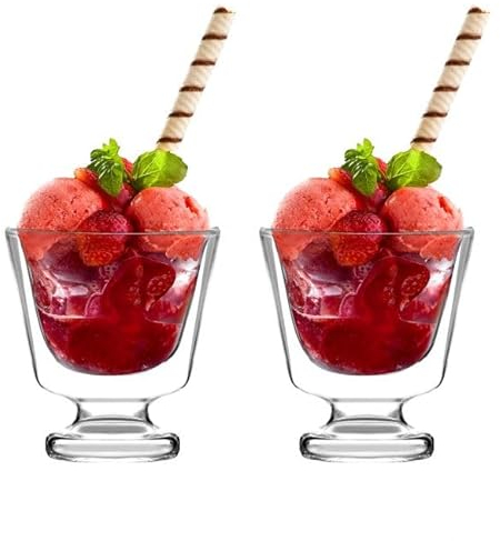 Vialli Design Set mit 2 Dessertschalen Dessertbecher mit Doppelwand 250 ml Soho | Ideal für Eiscreme, kalte Desserts | halten Desserts kalt