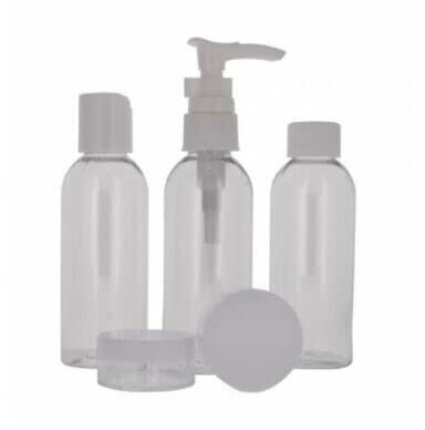 5 PCS ClearTravel Holiday Bottles Set, Empty Plastic Leak Proof Refillable Air Travel Size Liquid Containers Travel Accessories With Bag For Toiletries Lotion Shampo Cream Makeup Airport Approved