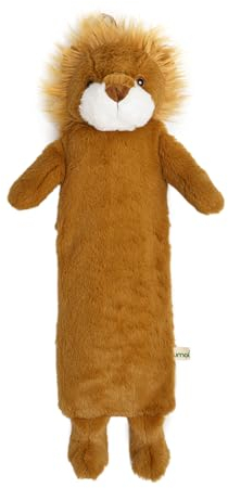 Premium Kinder Wärmflasche Schlauch 0.9 Liter mit schönem weichem Kunstpelz Bezug, Bettflasche aus Naturgummi, Wärmekissen, verschiedene Modelle (Löwe)