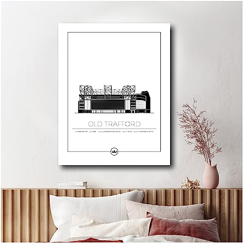 Sverigemotiv Fußballstadion-Wandkunstdruck – Fußballgeschenke für Jungen, Mädchen, Männer – Beste Premier-League Fußballmannschaften – ungerahmtes Poster(Manchester United – Old Trafford, 50x70 cm)