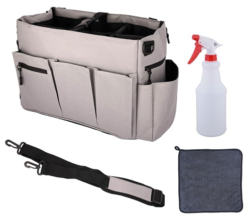 Reinigungs-Caddy Tasche mit 4 faltbaren Trennwänden, Reinigungsmittel-Tragetasche für Reinigungsmittel, Reinigungs-Organizer mit Schultergurt und Seitengriffen für Reiniger und Haushälterinnen (klein,