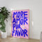 Poster für Zimmer, ästhetisch, More Amor Por Favor, adrette Leinwand, Wandkunst, trendiges buntes Gemälde, Liebeszitat, Wandleinwand, blau, Retro-Kunstposter, rosa, Wandkunstdrucke, Poster, 40,6 x