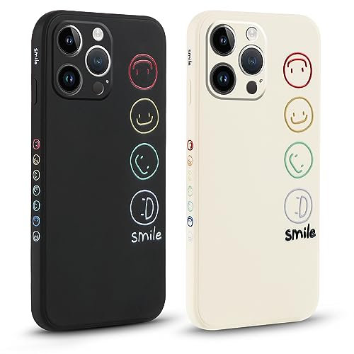 Pnakqil 2 stück Handyhülle für Apple iPhone 14 Pro Max 6.7,Hülle Süßes Bemaltes Smile Face Design Case Weiche Tasche für Damen Geschenk Modische TPU Dünn Stoßfeste Kameratasche Schutzhülle