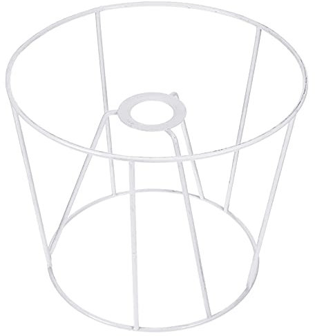 Holibanna DIY Lampshade Frame for Table Lamps and Chandeliers White Iron Drum Lamp Shade Holder 19X19X15Cm Easy to Install Light Fixture