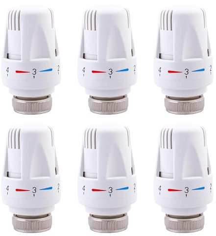 6 Pcs Thermostatic Radiator Valve, M30 x 1.5 Radiator Valve Replacement Head, Thermostatic Radiator Head, Standard Thermostat Head Radiator for Home and Office, for All Manufacturers, White