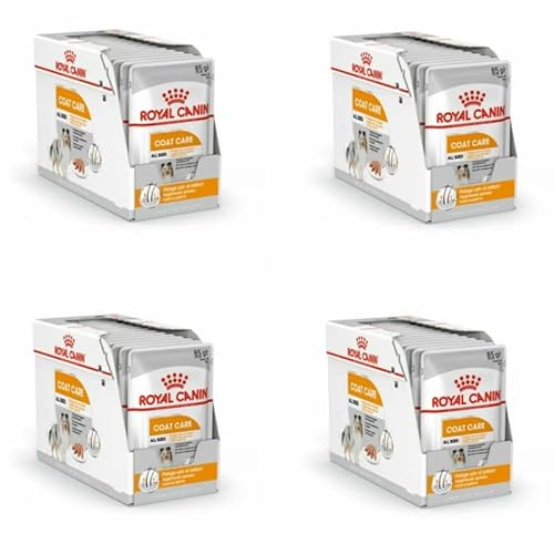 ROYAL CANIN Coat Care Mousse | 4er Pack | 4 x 12 x 85 g | Nassfutter für Hunde | Für Hunde ab dem 10. Lebensmonat | Rezeptur für Hunde mit stumpfem und trockenem Fell