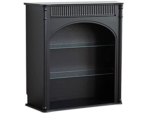 WAOCEO Kaminumrandung Vintage Kaminsims, Wohnzimmer, dekorativer Kaminsims, französischer minimalistischer Kaminsims, Regal, Schrank, Schwarze Walnussmöbel Dekorative Kaminkonsole