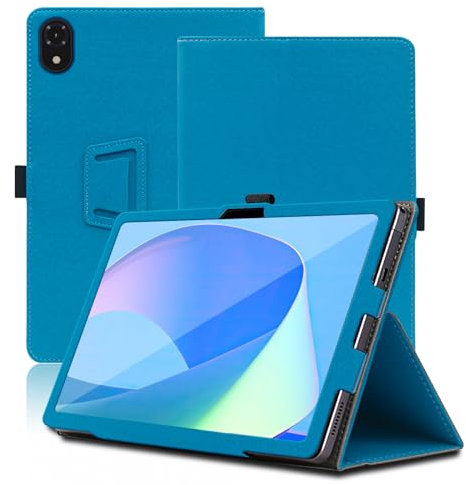 Funda para DOOGEE U10, 10 Inch, DOOGEE U10 Tablet Funda, Funda Protectora Plegable con Soporte para Lápiz y Correa para la Muñeca, Protección Total. (Azul Claro)
