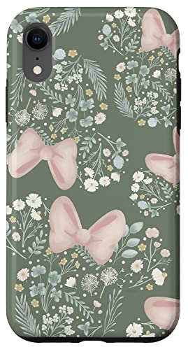 iPhone XR Disney Minnie Mouse Icon Spring Flowers Sage Green Case